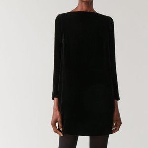 Black Velvet Boat Neck COS Dress NWT